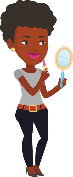 女人用红色唇膏涂口红图片下载