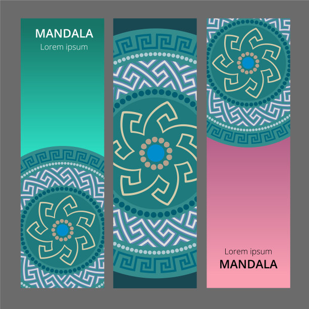 希腊风格旗帜设置圆形装饰图片下载