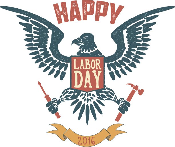 劳动节快乐海报模板老鹰隔离上图片下载