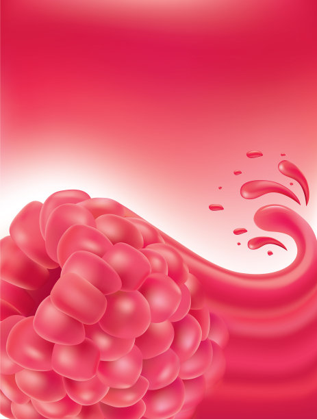 新鲜的覆盆子汁波浪飞溅图片下载