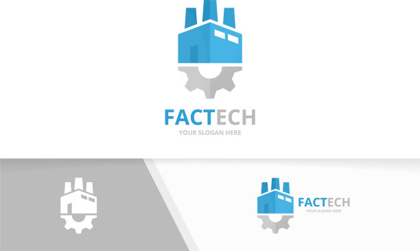 工厂与齿轮标志结合行业图片下载