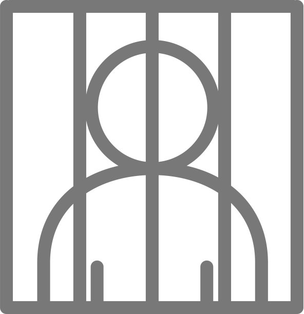 铁栅栏后的囚犯简约线条图标符号图片下载
