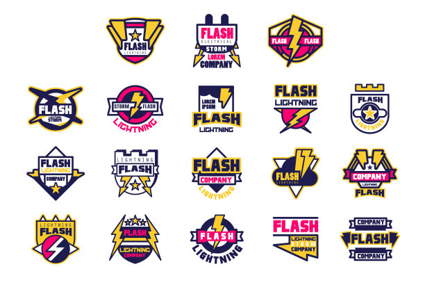 闪光闪电公司标志设计模板图片下载