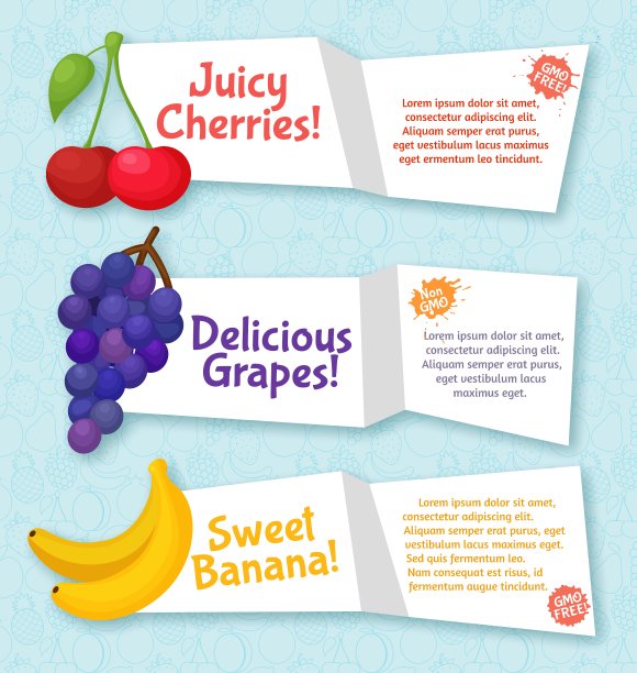 水果横幅设置彩色模板烹饪图片下载