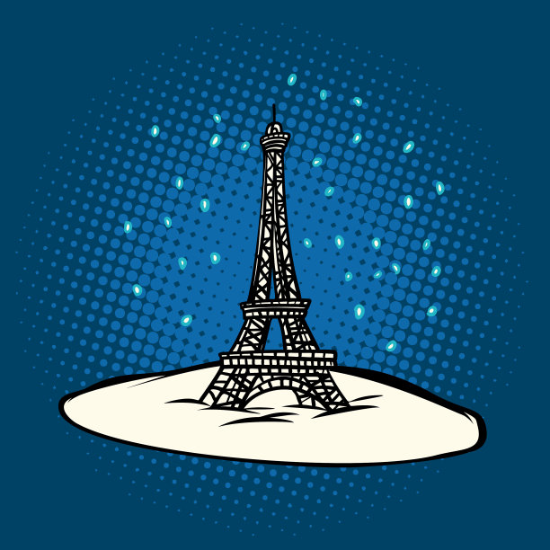 冬天下雪的埃菲尔铁塔图片下载