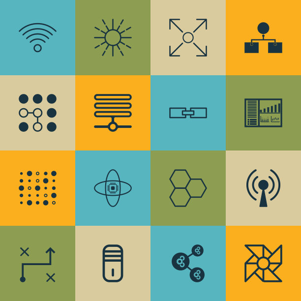 一套16个机器学习图标包括图片下载