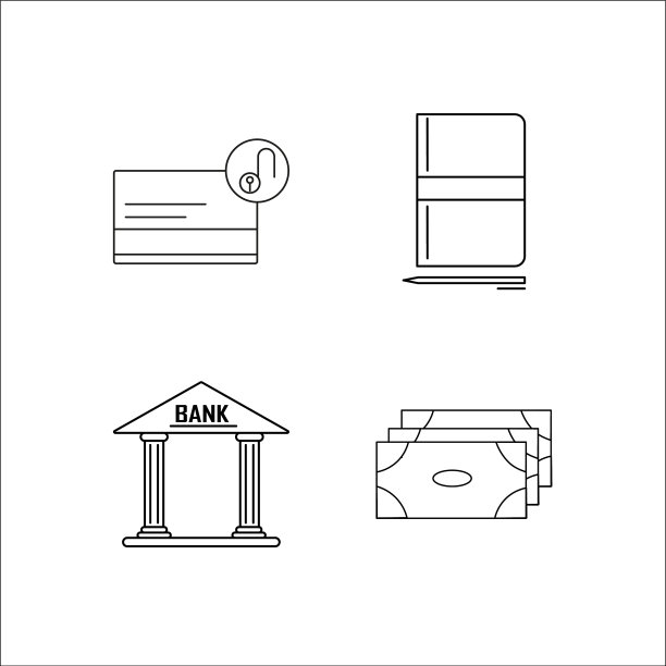 金融银行和货币简单的线性图标图片下载