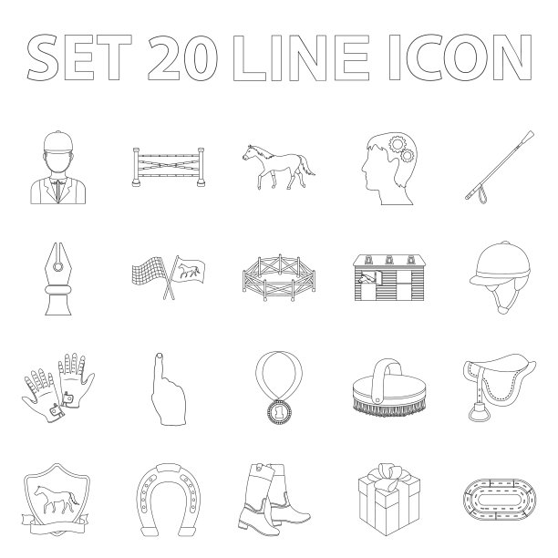 竞技场和马的轮廓图标在集合图片下载