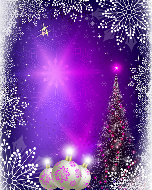 圣诞蓝紫背景配圣诞图片下载