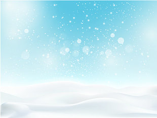 雪景与浅蓝色的天空和降雪图片下载