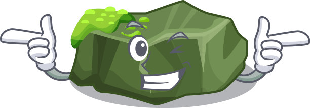 眨眼卡通苔藓生长在海岩上图片下载