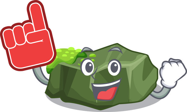 泡沫手指绿岩苔孤立在卡通上图片下载