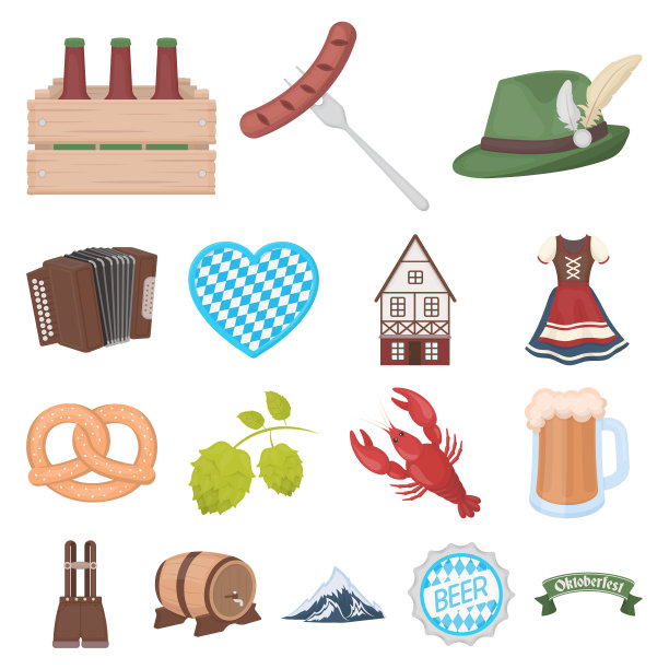 十月节日在慕尼黑卡通图标设置图片下载