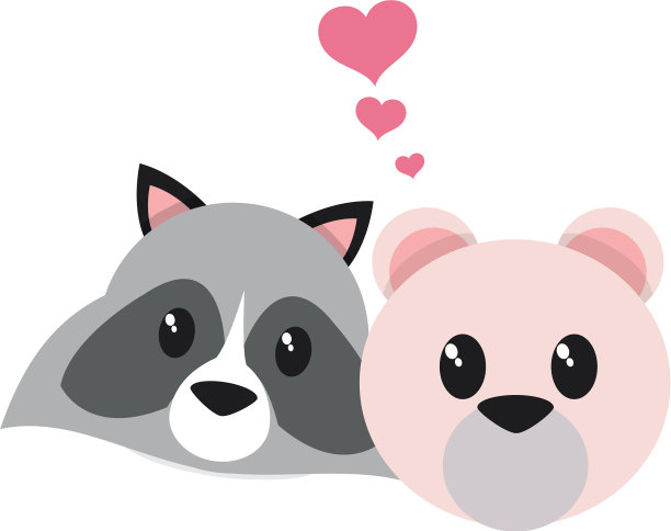 浣熊和熊的卡通设计图片下载