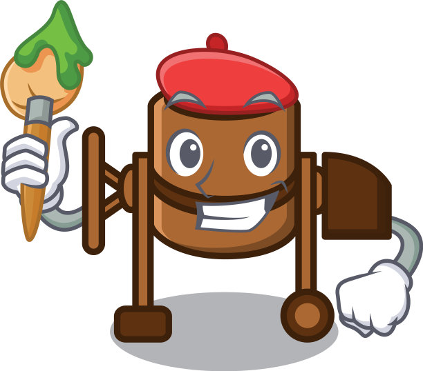 艺术家混凝土搅拌机人物卡通图片下载