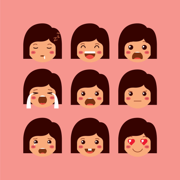 小女孩的表情设置可爱的角色图片下载