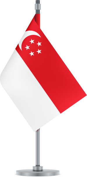金属杆上悬挂着新加坡国旗图片下载