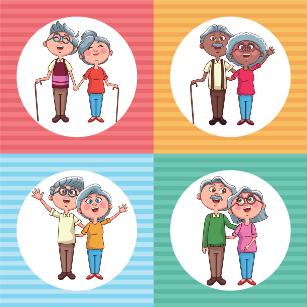 一套祖父母夫妇卡通图片下载