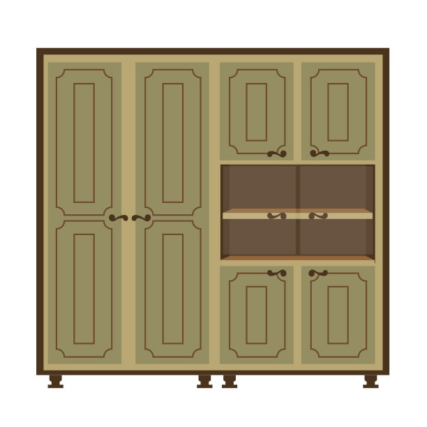 古董衣柜与门和架子隔离图片下载