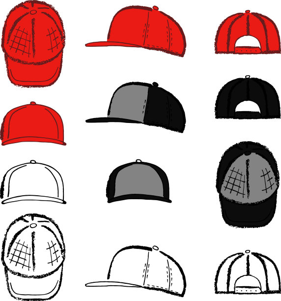 棒球网球说唱帽轮廓模板图片下载