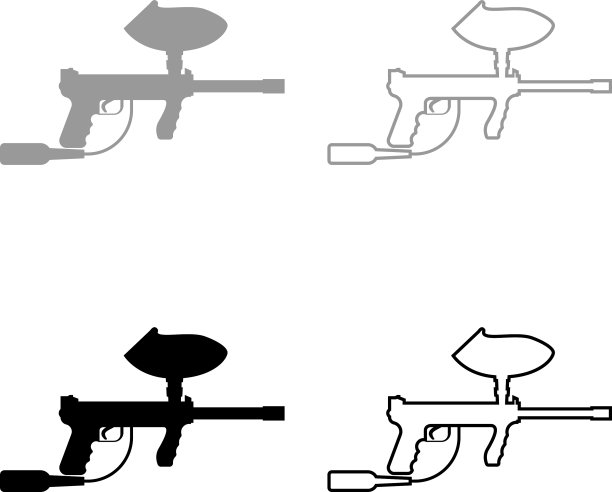 彩弹射击武器图标集，灰色黑色图片下载