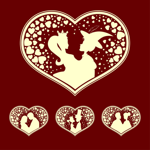 年轻的王子和公主的剪影图片下载