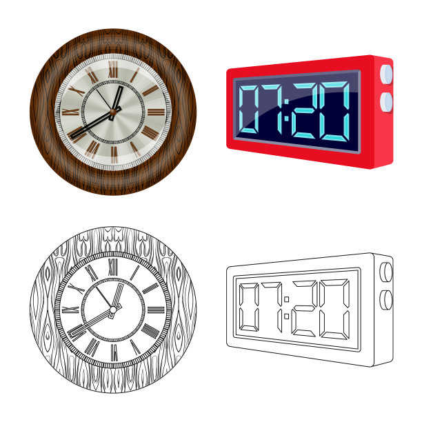 隔离对象的时钟和时间符号收集图片下载