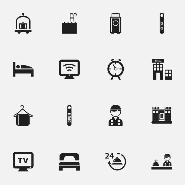 一组16可编辑的广场图标包括符号图片下载