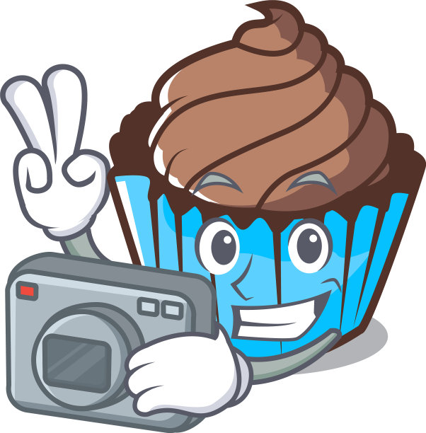 摄影师巧克力纸杯蛋糕吉祥物卡通图片下载
