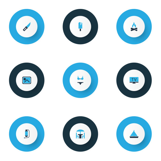 旅游标志彩色配备刀游艇图片下载