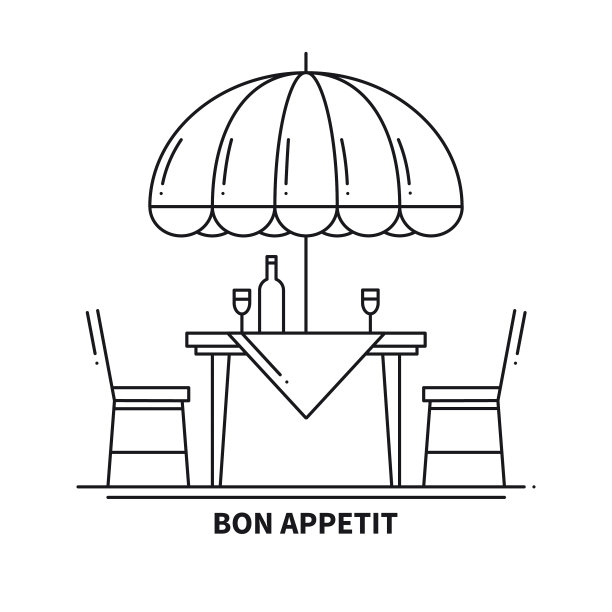 餐厅咖啡厅细线图标桌椅图片下载