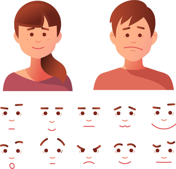 人们的卡通形象设定为女孩和男孩图片下载