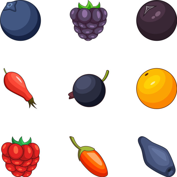 森林浆果图标设置卡通风格图片下载