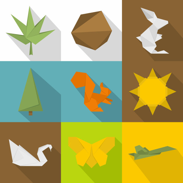 玩具纸图标设置扁平风格图片下载