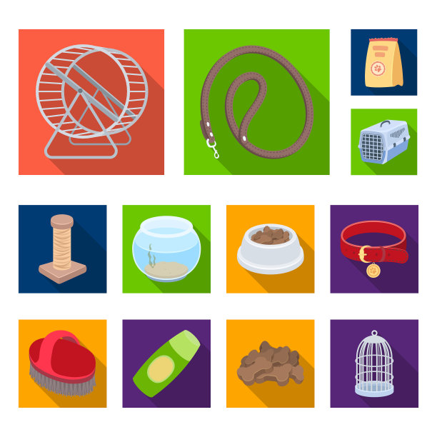 宠物商店平面图标在集合设计图片下载