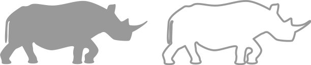 犀牛图标灰色集图片下载