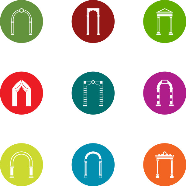 拱顶图标设置平坦风格图片下载