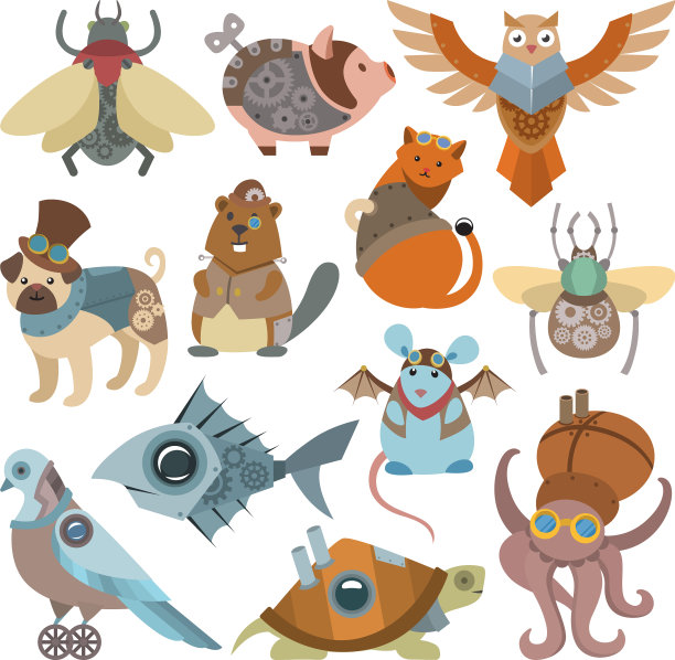 动物蒸汽朋克的动物角色图片下载