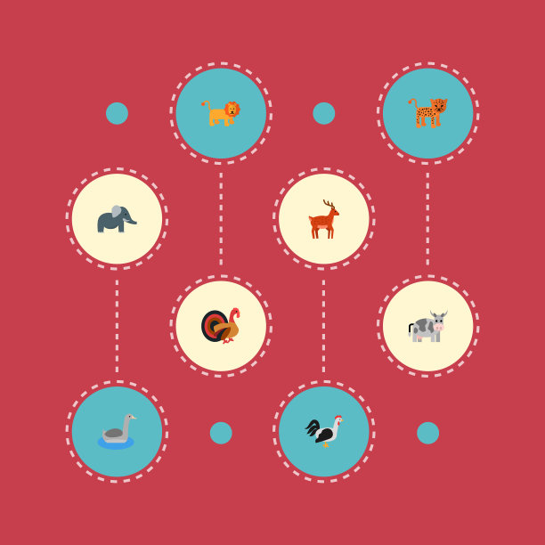 一组活着的图标，扁平风格的符号与鹅图片下载