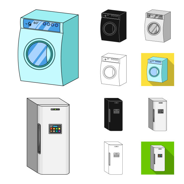 智能家电卡通黑平图片下载