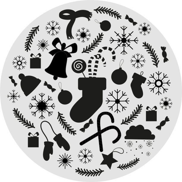 一套圣诞图标的装饰图片下载