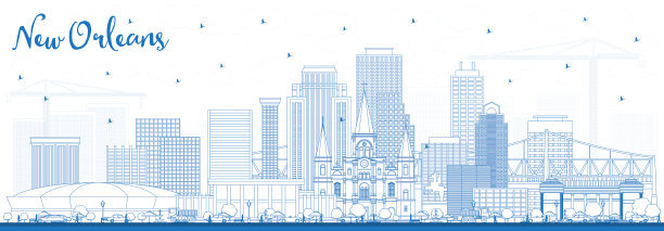 勾勒出路易斯安那州新奥尔良市的天际线图片下载