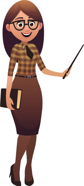 美丽的老师卡通人物站立图片下载