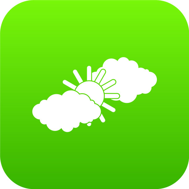 太阳和云图标数字绿色图片下载
