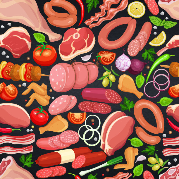 美食肉制品无缝模式图片下载