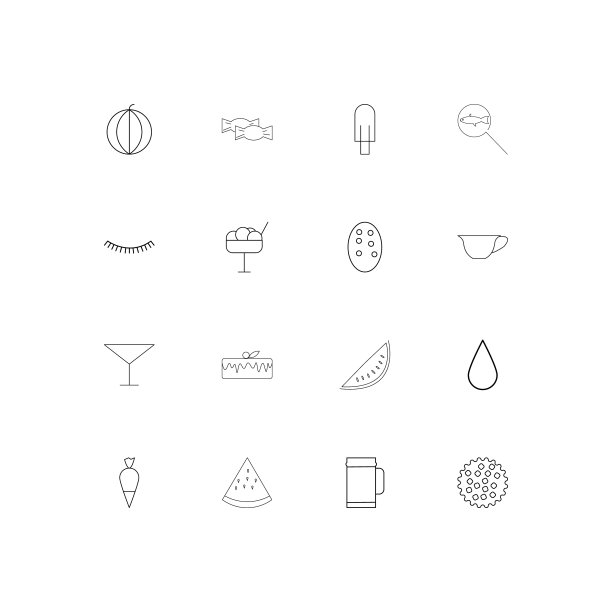 食物和饮料线性瘦图标设置概述图片下载
