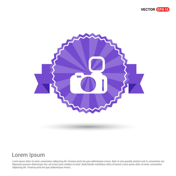 照片相机图标-紫色丝带横幅图片下载
