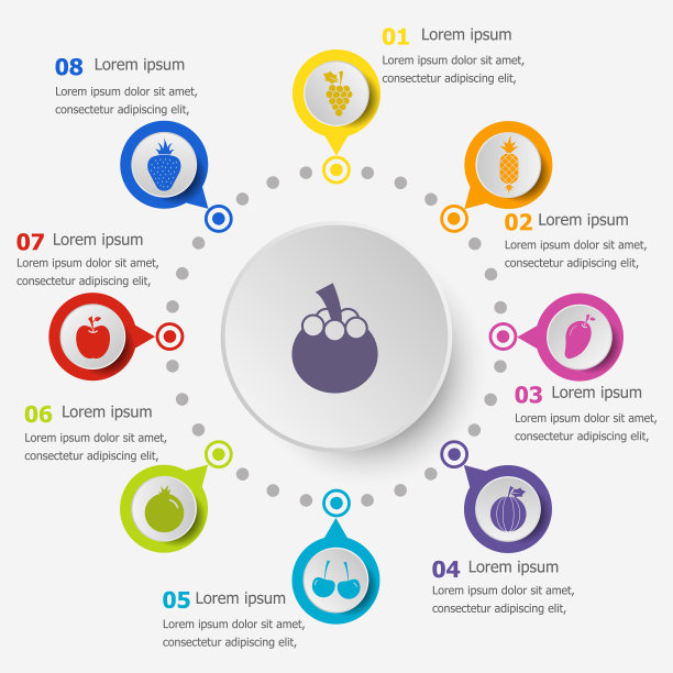 信息图表模板与水果图标图片下载