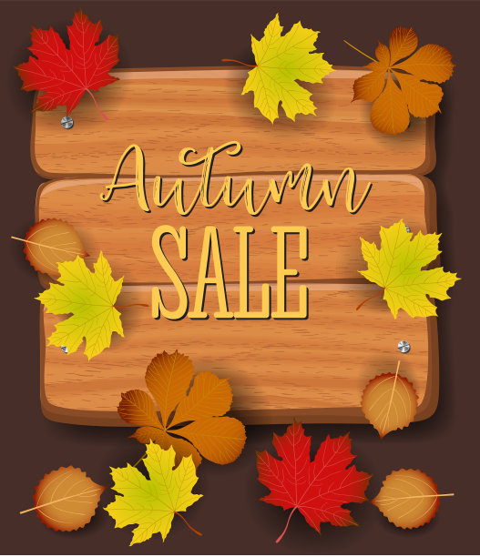 秋天销售旗帜纸彩色树枫叶图片下载