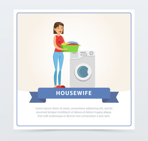 年轻漂亮的女人在做洗衣的家庭主妇图片下载